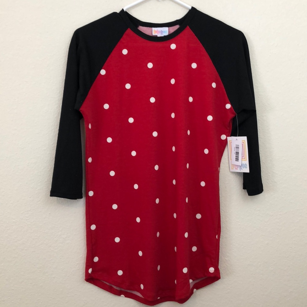 Red Black & White Minnie Mouse inspired Raglan Tee